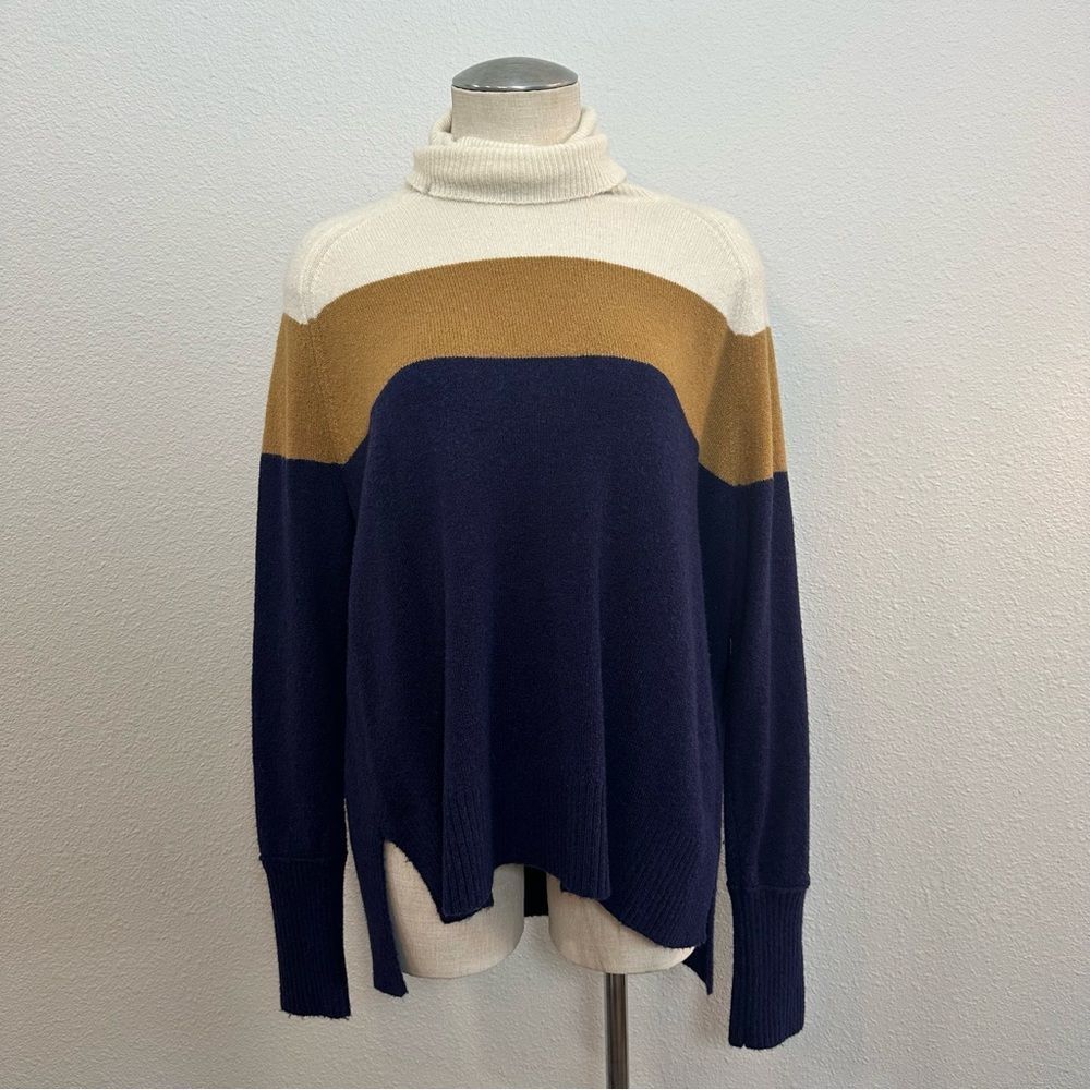 J Crew Colorblock turtleneck sweater in Supersoft yarn 508
